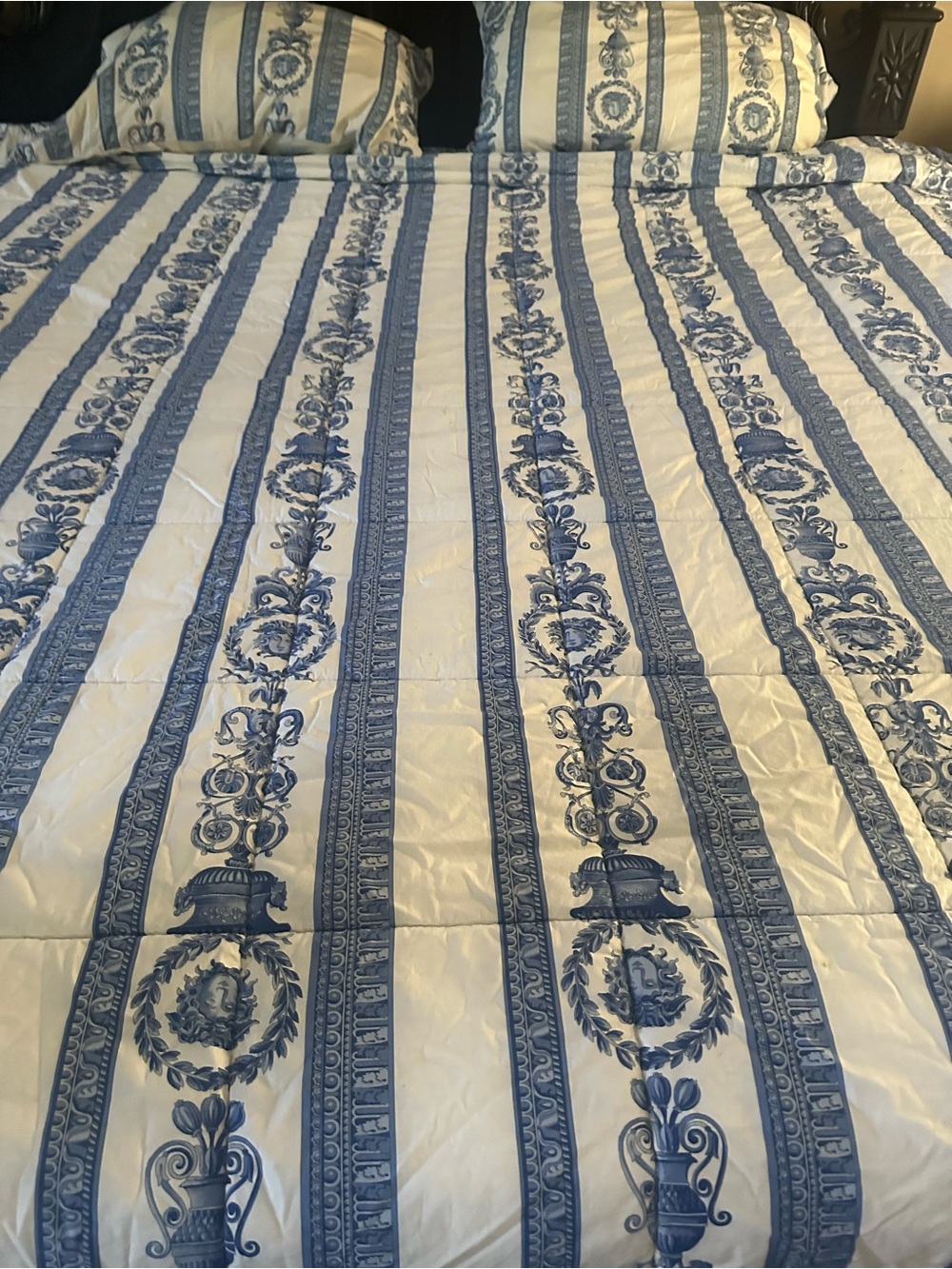 Vintage Gianni Versace Blue Medusa Baroque King Comforter Set